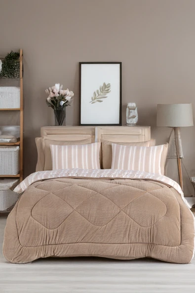 Upstyle Wellsoft Yorgan Çift Kişilik Soft Line Bej