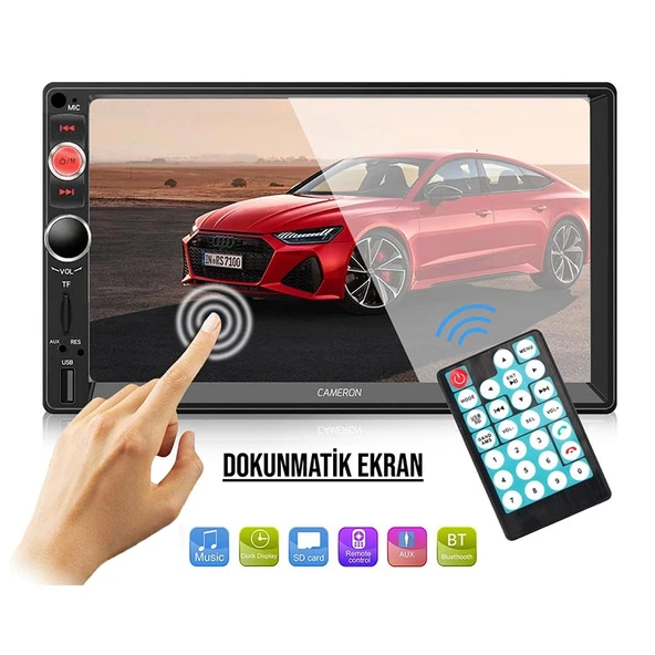 CAMERON 7 inç Mirror Link Double Teyp BT USB AUX SD Kumandalı Kameralı CM-7388 - 4