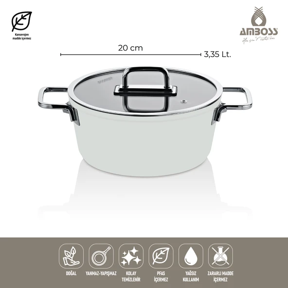 Sera Nova 7 Parça Seramik Tencere Tava Seti Beyaz - 3