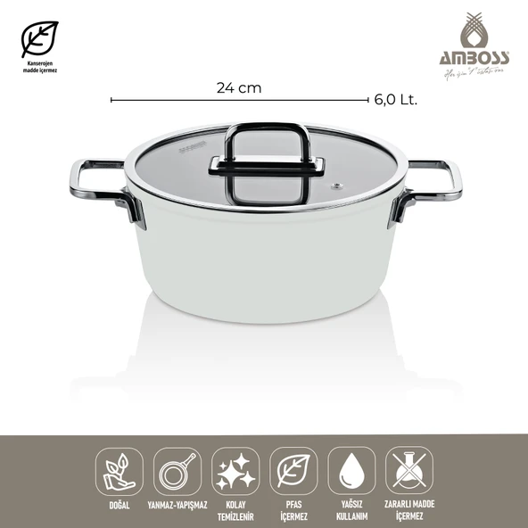 Sera Nova 7 Parça Seramik Tencere Tava Seti Beyaz - 4