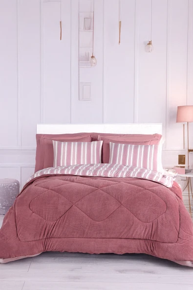 Upstyle Wellsoft Yorgan Çift Kişilik Soft Line Bordo