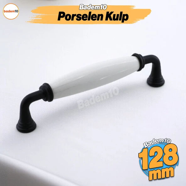 Kapıdağ Porselen Siyah Kulp 128 mm Mobilya Çekmece Mutfak Dolabı Dolap Kapak Kulplar Kulb Kulpu