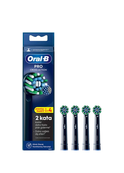 Oral-B Pro Cross Action X-Filament 4 Adet Siyah Şarjlı Diş Fırçası Yedek Başlığı