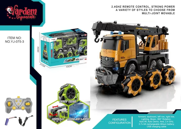 Uzaktan Kumandalı Full Fonksiyon 2.4G Kamyon Bom Vinç 1:14 Ölçek İnşaat Sahasının Patronu Siz Olun! - Resim 4