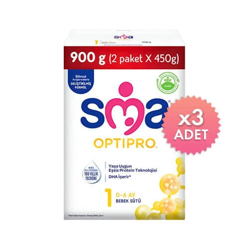SMA Optipro 1 Probiyotik Bebek Sütü 900 gr 3 Adet