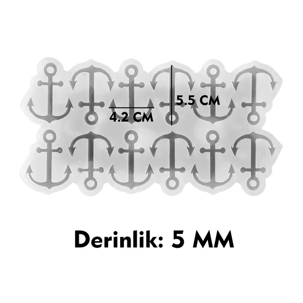 Epoksi Silikon Kalıp Çoklu Deniz Çapası Delikli Kolye Anahtarlık Küpe Kalıbı 12 Li - 4