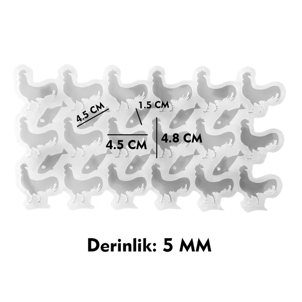 Epoksi Silikon Kalıp Çoklu Horoz Kolye Anahtarlık Küpe Çanta Süsü Kalıbı 18 Li - 4