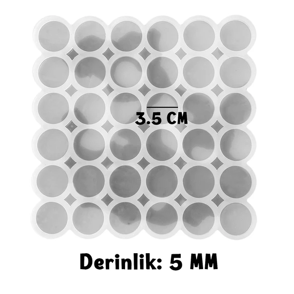 Epoksi Silikon Kalıp Çoklu Yuvarlak Anahtarlık Kolye Küpe Kalıbı 3.5 CM 36 Lı - 3