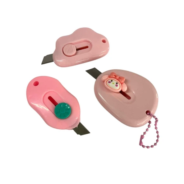 SRTfootcare 3 Ü BİR ARADA PEMBE Taşınabilir Sevimli Falçata - Maket Bıçağı - 3