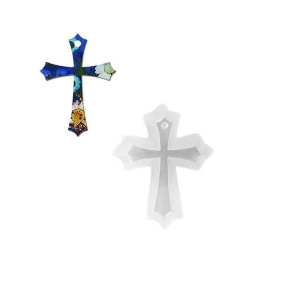 Epoksi Silikon Kalıp Anahtarlık Hristiyanlık Haç Sembolü Kolye Kalıbı ürün görseli