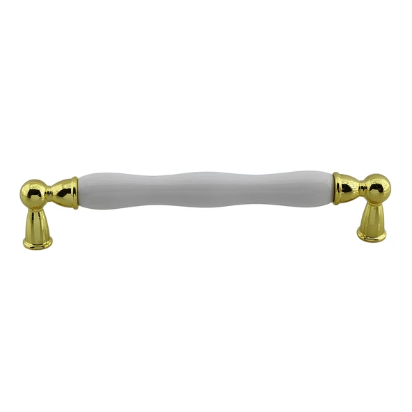 Domaniç Porselen Altın Beyaz Kulp 160 mm Mobilya Çekmece Mutfak Dolabı Dolap Kapak Kulplar Kulb Kulp - Resim 3