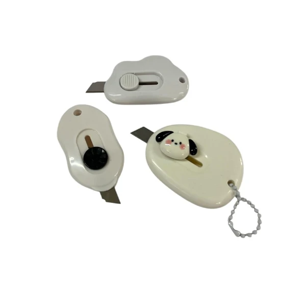 SRTfootcare 3 Ü BİR ARADA BEYAZ Taşınabilir Sevimli Falçata - Maket Bıçağı - 3