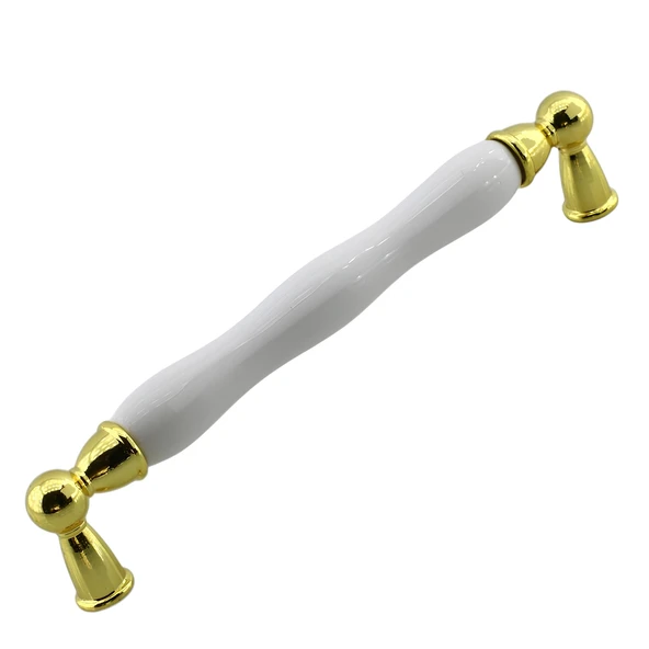 Domaniç Porselen Altın Beyaz Kulp 160 mm Mobilya Çekmece Mutfak Dolabı Dolap Kapak Kulplar Kulb Kulp - Resim 4