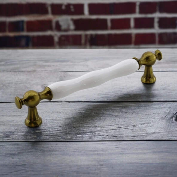 Aruh Porselen Antik Sarı Kulp 160 mm Mobilya Çekmece Mutfak Dolabı Dolap Kapak Kulplar Kulb Kulpu - Resim 2