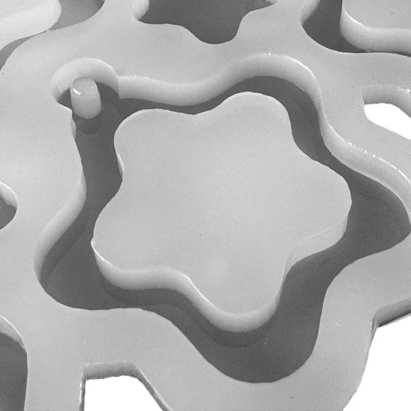 Epoksi Silikon Kalıp Çoklu İçi Boş Yıldız Delikli Kolye Anahtarlık Küpe Kalıbı 12 Li - 4