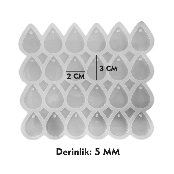 Epoksi Silikon Kalıp Çoklu Damla Kolye Anahtarlık Küpe Kalıbı 24 Lü - 4