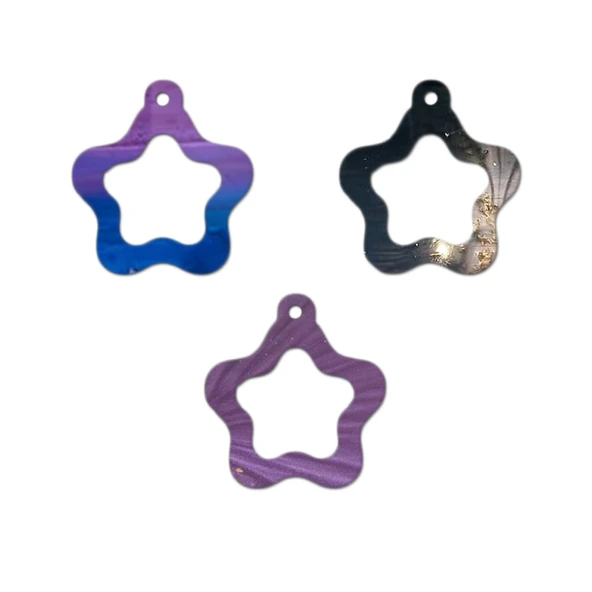 Epoksi Silikon Kalıp Çoklu İçi Boş Yıldız Delikli Kolye Anahtarlık Küpe Kalıbı 12 Li - 3
