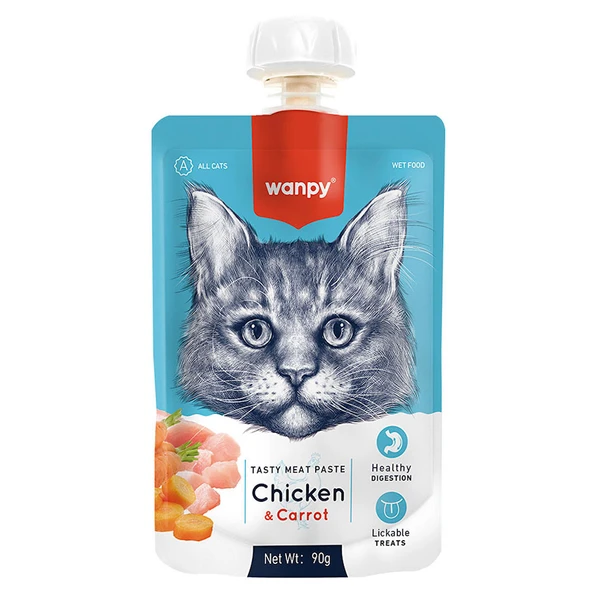 wanpy PIWP-075 Wanpy 85 gr Pouch Tavuklu & Karidesli Yaş Kedi Maması 12 Adet