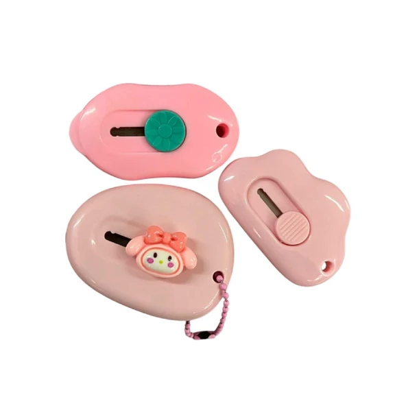 SRTfootcare 3 Ü BİR ARADA PEMBE Taşınabilir Sevimli Falçata - Maket Bıçağı - 2