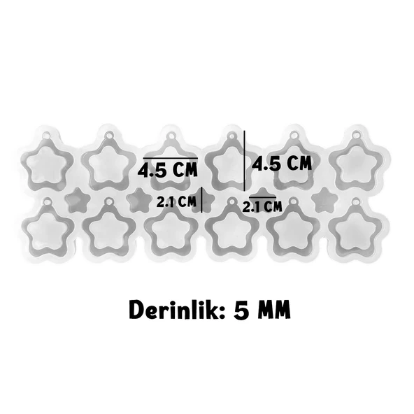 Epoksi Silikon Kalıp Çoklu İçi Boş Yıldız Delikli Kolye Anahtarlık Küpe Kalıbı 12 Li - 2