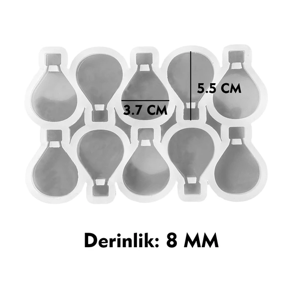 Epoksi Silikon Kalıp Çoklu Küçük Kapadokya Balonu Kolye Anahtarlık Küpe Kalıbı 10 Lu - 4