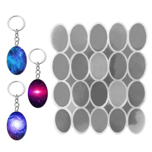 Epoksi Çoklu Silikon Kalıp Anahtarlık Kalıbı Oval Seri Döküm Kalıbı 4X6 CM 20 Li ürün görseli