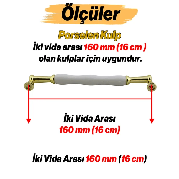 Anav Porselen Gold Altın Kulp 160 mm Mobilya Çekmece Mutfak Dolabı Dolap Kapak Kulplar Kulb Kulpu - 3