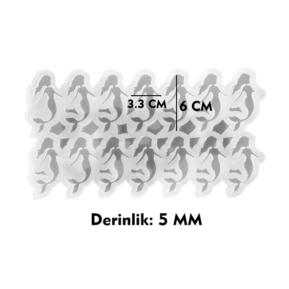 Epoksi Silikon Kalıp Çoklu Deniz Kızı Kolye Anahtarlık Küpe Kalıbı 14 Lü - 3