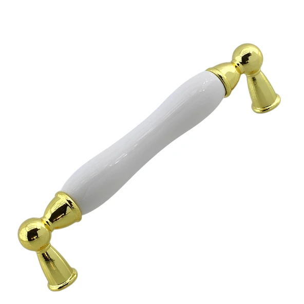 Domaniç Porselen Altın Beyaz Kulp 128 mm Mobilya Çekmece Mutfak Dolabı Dolap Kapak Kulplar Kulb Kulp - 4