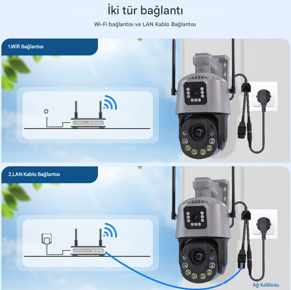 QASUL 8MP 4K Wifi PTZ Kamera 36X İsteğe Bağlı Zoom Çift Lens Çift Ekranlar Gözetim IR Gece Görüş - 7