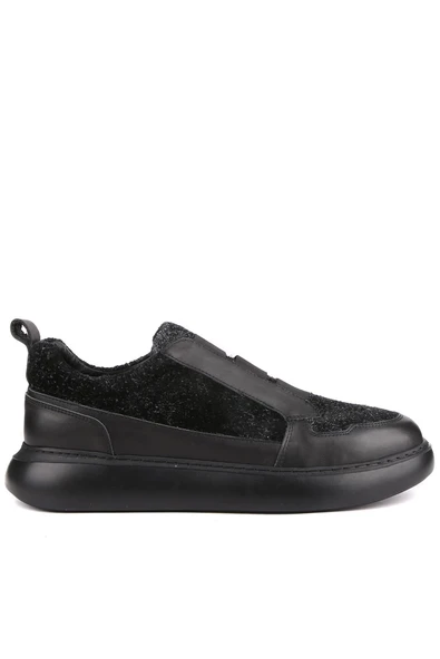 Shoetyle - Siyah Deri Bağcıksız Erkek Ayakkabı 610-190-17 - 2