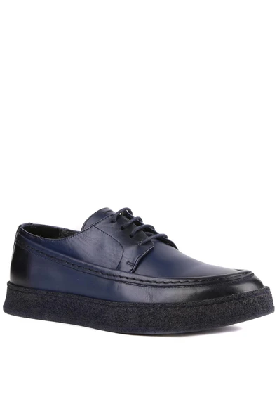 Shoetyle - Lacivert Deri Bağcıklı Erkek Günlük Ayakkabı 610-190-21 - 4