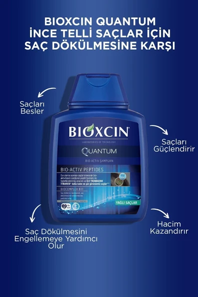 Bioxcin Quantum Şampuan 3 Al 2 Öde Yağlı Saçlar Için 3x300 Ml - Ince Telli Saçlar Için Dökülme Şampuanı - 3