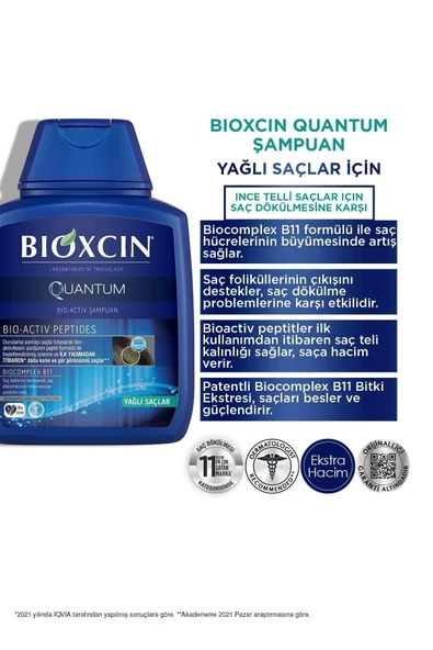 Bioxcin Quantum Şampuan 3 Al 2 Öde Yağlı Saçlar Için 3x300 Ml - Ince Telli Saçlar Için Dökülme Şampuanı - 7