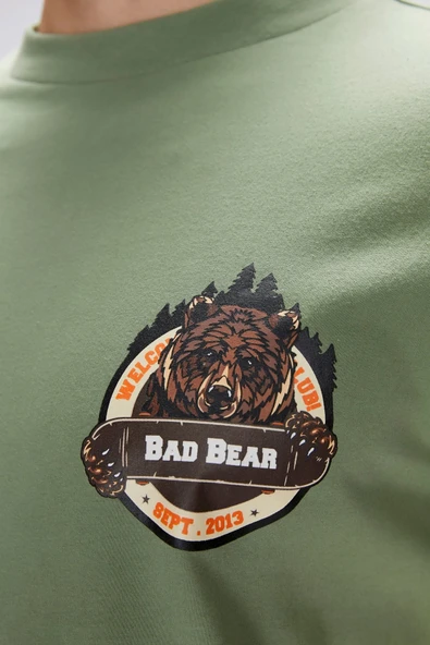 Bad Bear Flint Yeşil Erkek Baskılı Tişört - Resim 3