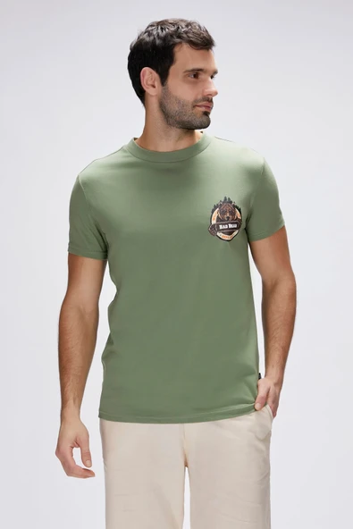 Bad Bear Flint Yeşil Erkek Baskılı Tişört - Resim 4