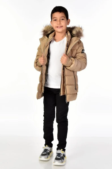 Natürel Kürklü Erkek Çocuk Mont 51248 - 2