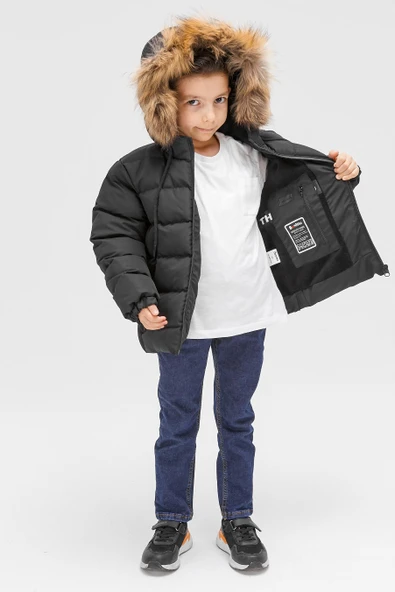 Benittokids Erkek Çocuk Natürel Kürklü Mont 51289 - 5