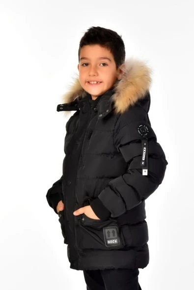 Erkek Çocuk Natürel Kürklü Mont 51254 - 12