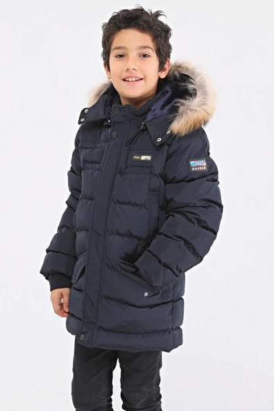 Natürel Kürklü Erkek Çocuk Şişme Mont 51246 - 10