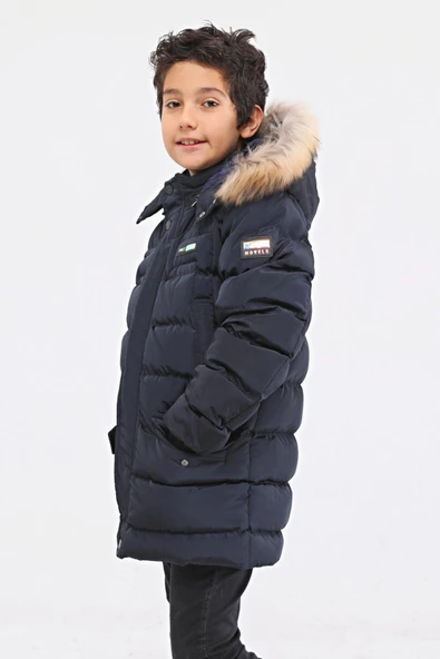 Natürel Kürklü Erkek Çocuk Şişme Mont 51246 - 12