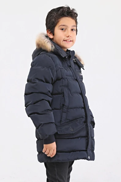 Natürel Kürklü Erkek Çocuk Şişme Mont 51246 - 5