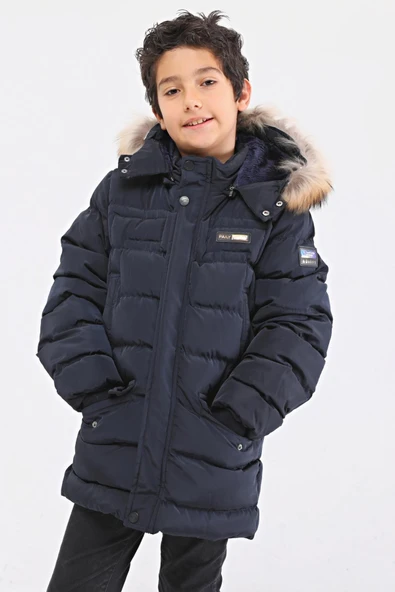 Natürel Kürklü Erkek Çocuk Şişme Mont 51246 - 3