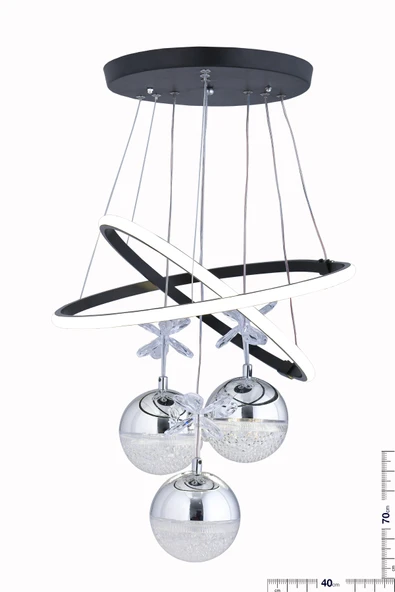 ORKİDE 3 TOP SİYAH AVİZE - Resim 2