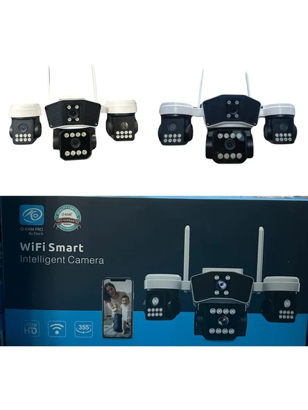 O-KAM Pro 8080 Wi-Fi 6MP PTZ Kamera Yanları ışıklı ürün görseli