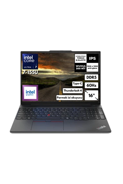 ThinkPad E16 G2 Ultra 7-155U 32 GB RAM 2 TB SSD 16"  Free Dos 21MBSTKY42 KT32 ürün görseli 1