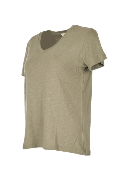 Daıdo Oversize V Yaka Kısa Kol Kadın T-Shirt - Rahat ve Şık Günlük Kombin - 9