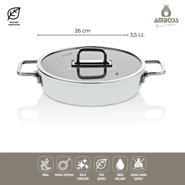 Sera Nova 13 Parça Seramik Tencere Tava Sahan Seti Beyaz - 5