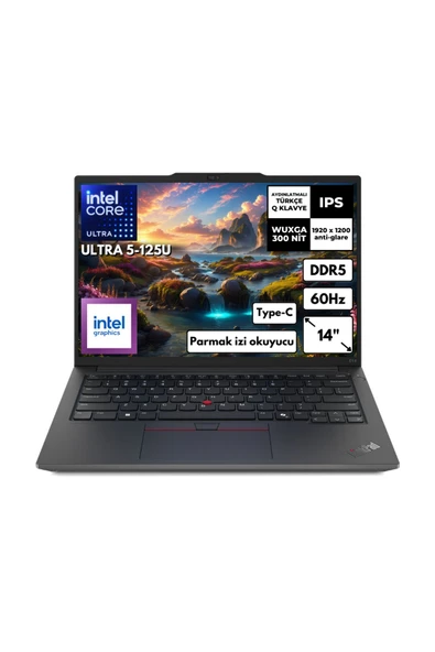 Lenovo ThinkPad E14 Gen 6 Ultra 5-125U 32 GB RAM 2 TB SSD 14" Intel® Graphics WUXGA  (Free Dos) Taşınabilir Bilgisayar 21M7002PTX KT344 - Resim 6