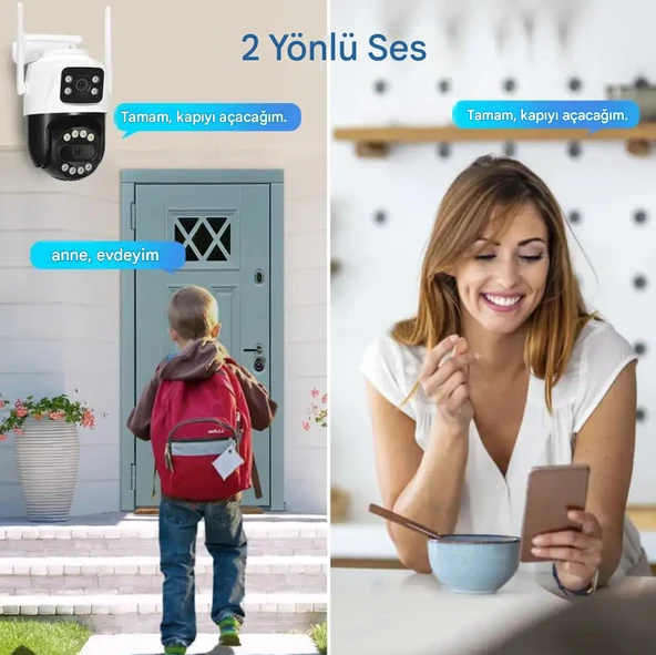 Icsee 8MP Çift Lens Kamera  Su Geçirmez Güvenlik Kamera Gece Görüş İnsan İzleme Güvenlik Kamerası - 2